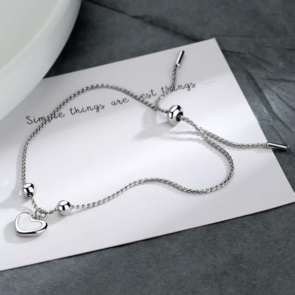 NEW 925 STERLING SILVER LOVE HEART BRACELET, NICE BRACELET, CUTE BRACELET - Picture 4 of 4